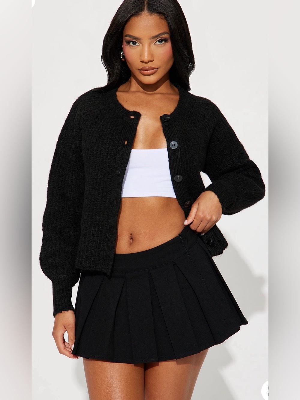 Fashion Nova Weekend Getaway Black Button Front Cardigan Size Large